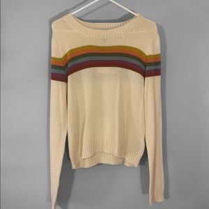 Forever 21 Cream/multicolor Stripe Sweater